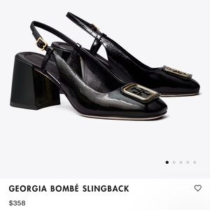Tory Burch Black Patent Georgia Bombé Slingback Heels